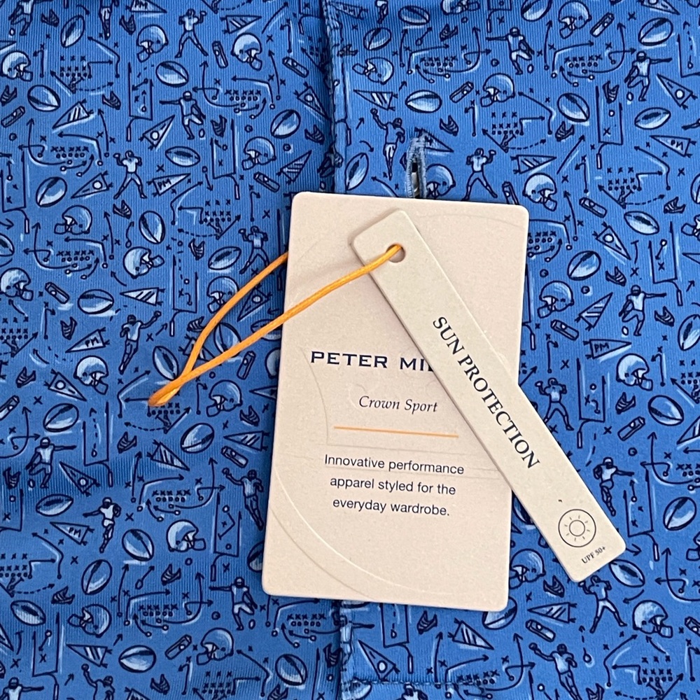 Peter Millar Golf Polo Shirt Game Day Performance Football Men Active XXL Blue - Picture 7 of 9